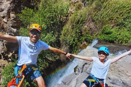 Rappelling in the Jilbon River